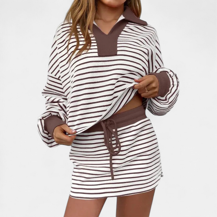 MARI | Casual Long Sleeve Sweatshirt Skirt Set