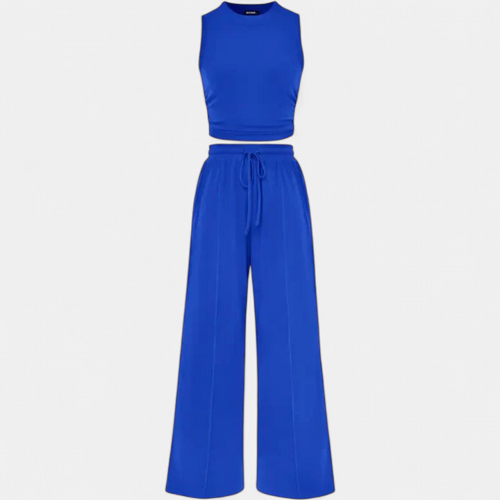 YUMI | Wide Leg Pants & Cropped Top Lounge Set