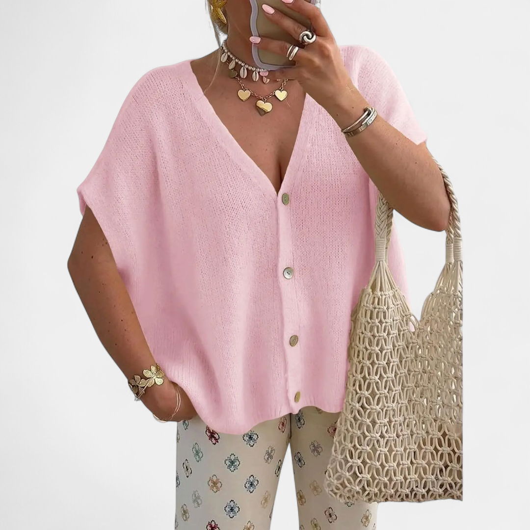 WINNIE | Hollow Knit Short Sleeve Cardigan