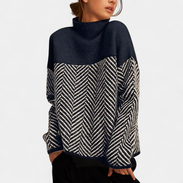 NORA | Two-Tone High-Neck Pullover