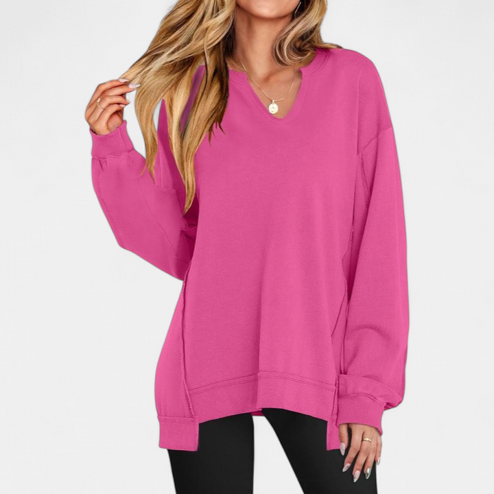 LOREN | Women's Oversized V-Neck Sweatshirt Tunic for Winter