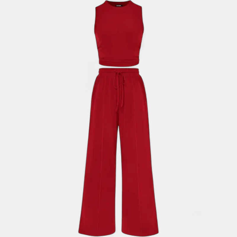 YUMI | Wide Leg Pants & Cropped Top Lounge Set