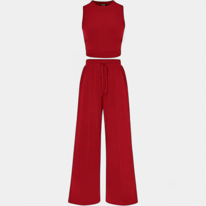 YUMI | Wide Leg Pants & Cropped Top Lounge Set