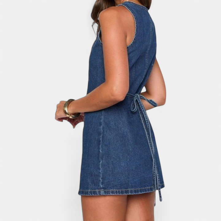 EUNICE | Refined Sleeveless Button Placket Dress
