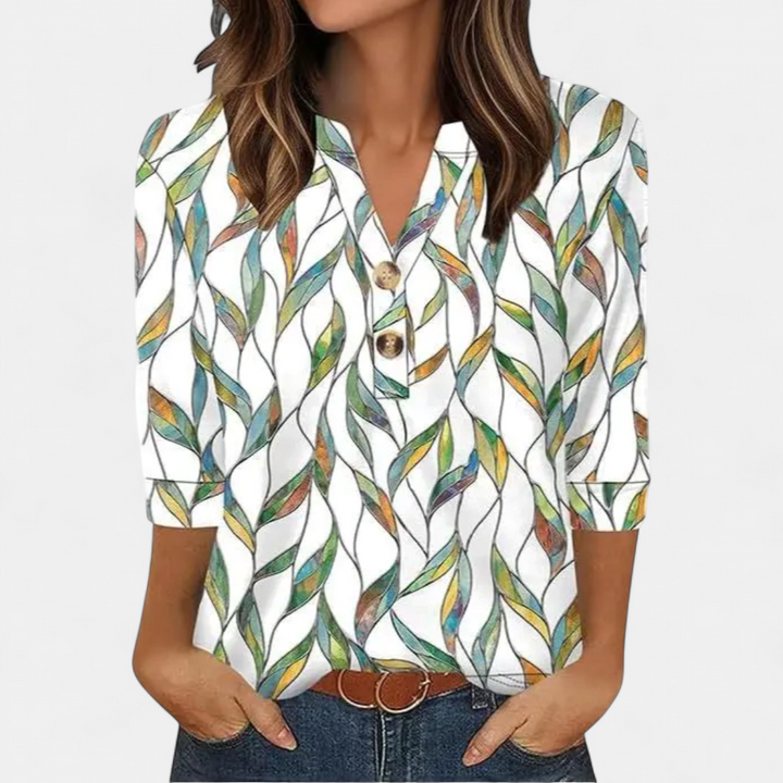 CERYS | Breezy V-Neck Button Blouse