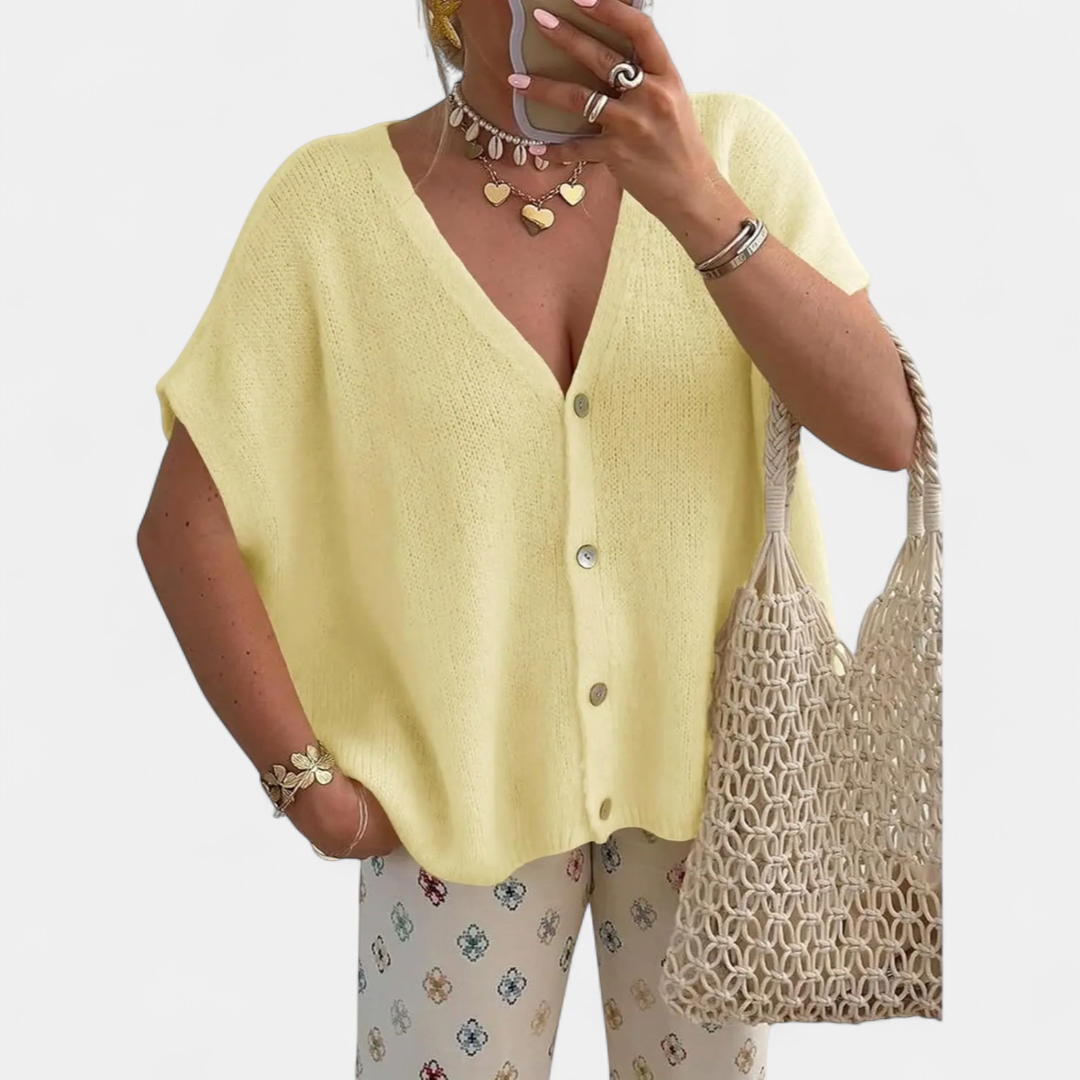 WINNIE | Hollow Knit Short Sleeve Cardigan