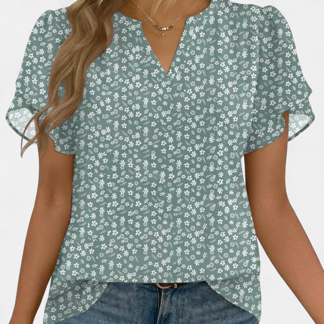 CRESSIDA | Vintage Floral V-Neck Blouse