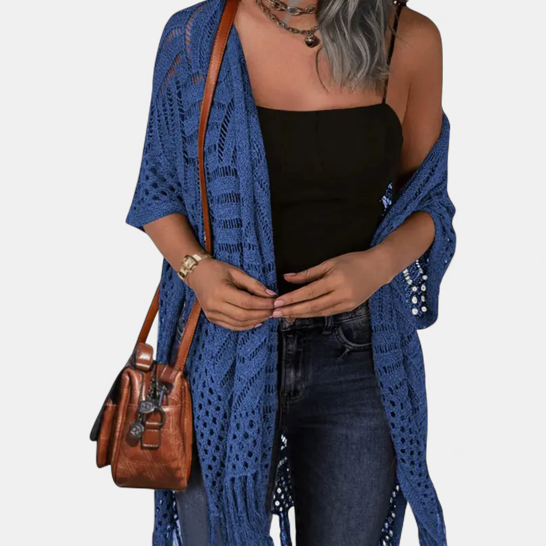 SOLÈNE | Boho Crochet Tassel Kimono Cardigan