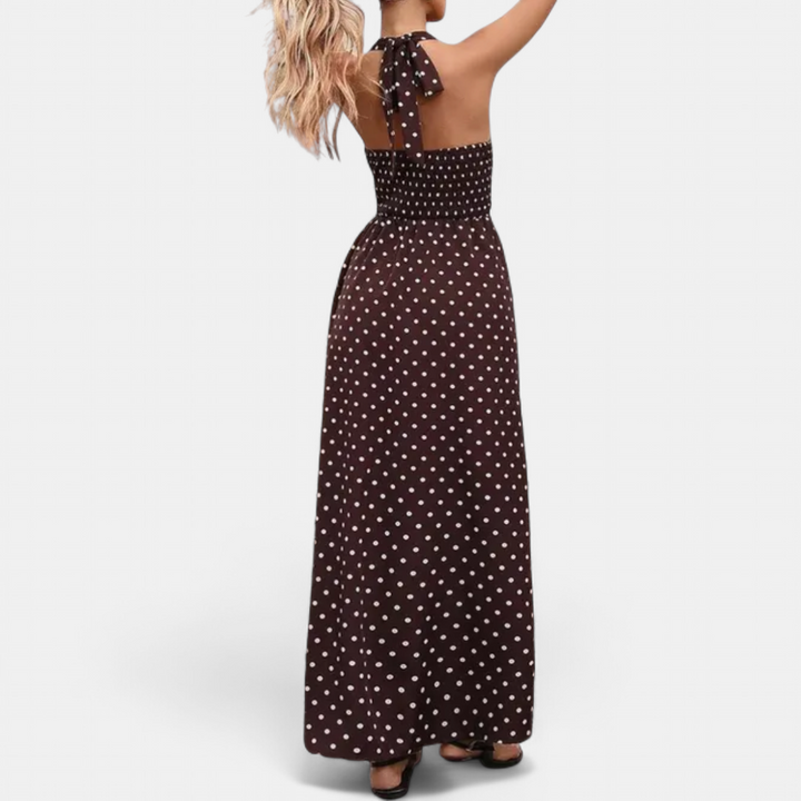 VIVA | Sexy Polka Dot Halter Maxi Dress