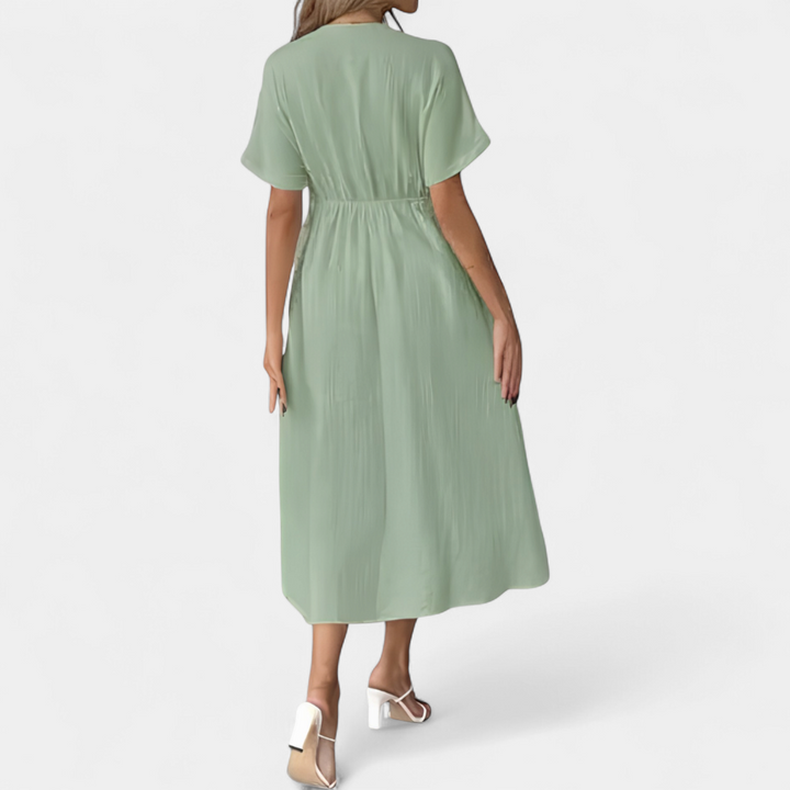 BONNIE | Breezy V-Neck Drawstring Beach Dress