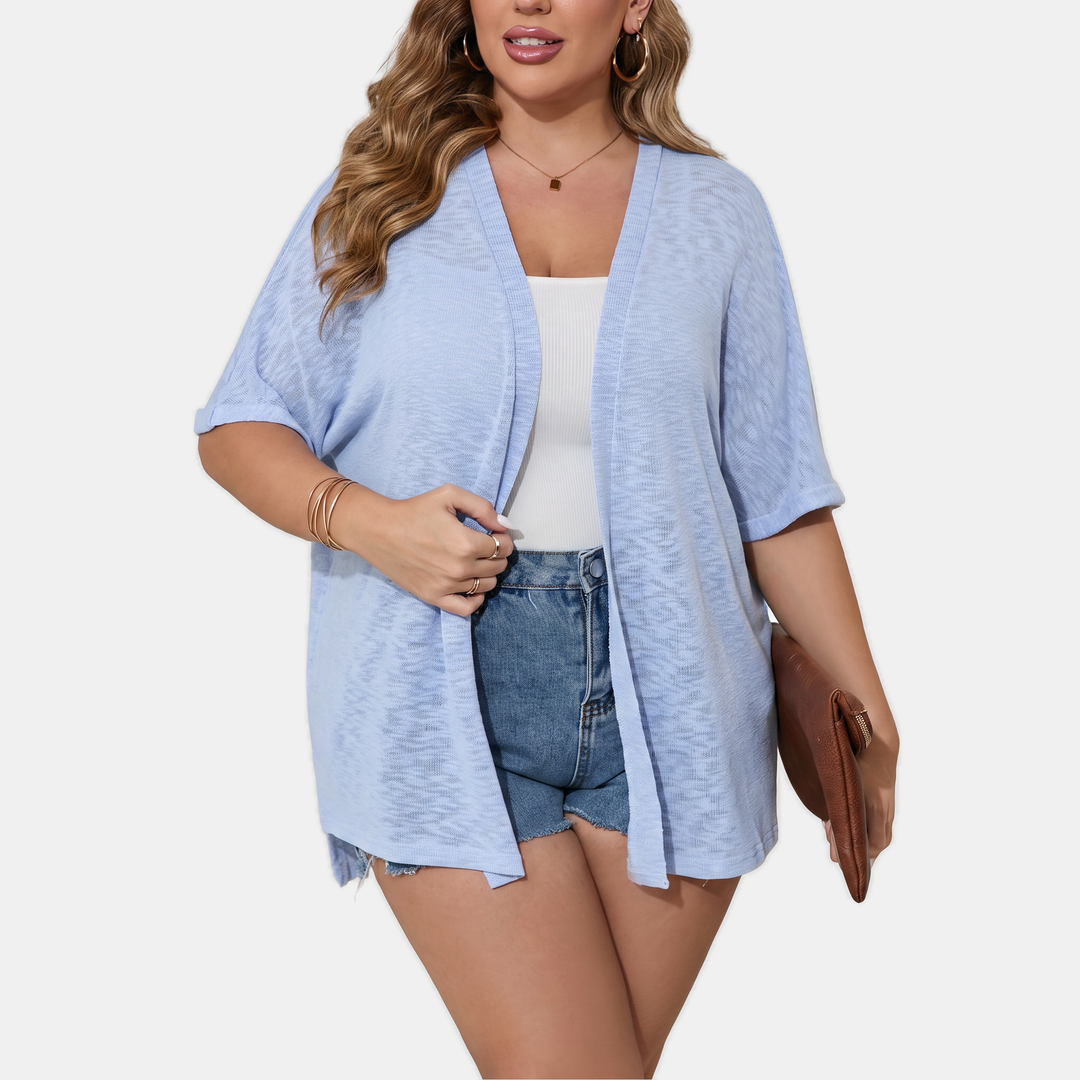 Women's Short Sleeve Open Front Cardigan Oversized Batwing Knit