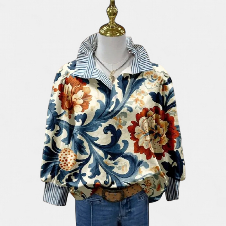 SERENITY | Classy Vintage Floral Printed Blouse
