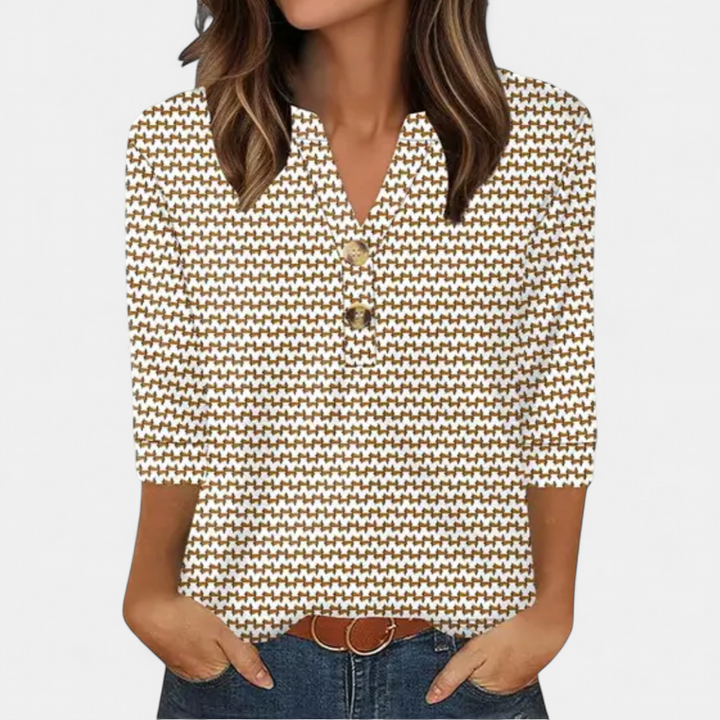 CERYS | Breezy V-Neck Button Blouse