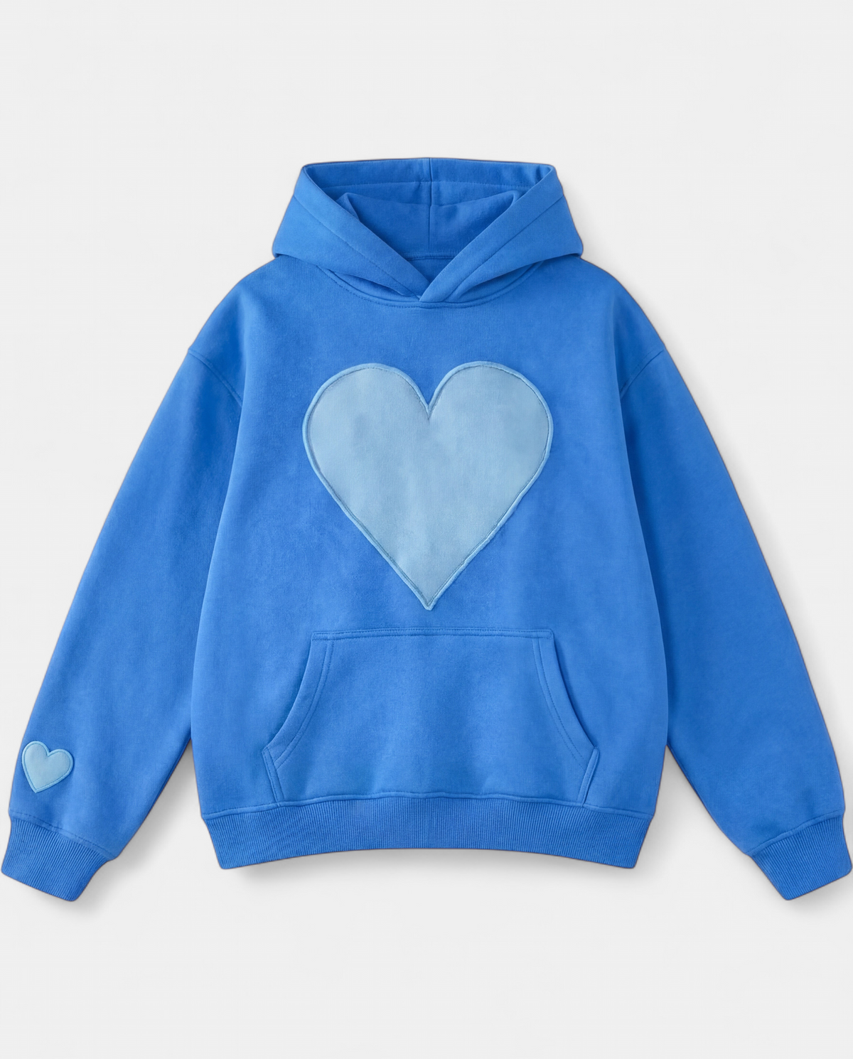 Women's Pullover Graphic Hoodie, Heart Applique Kangaroo Pocket