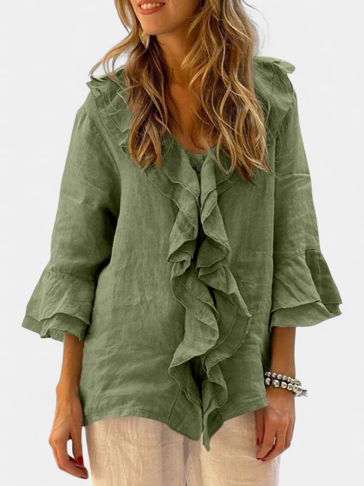 NADINE | Chic Bell Sleeve Ruffle Top