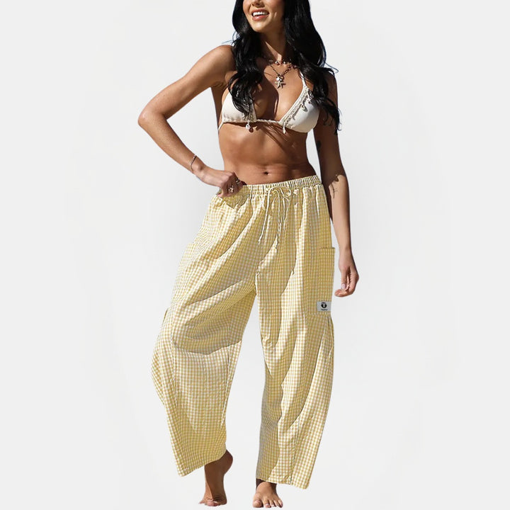 Women's Cargo Patch Pocket Wide Leg Drawstring Pants