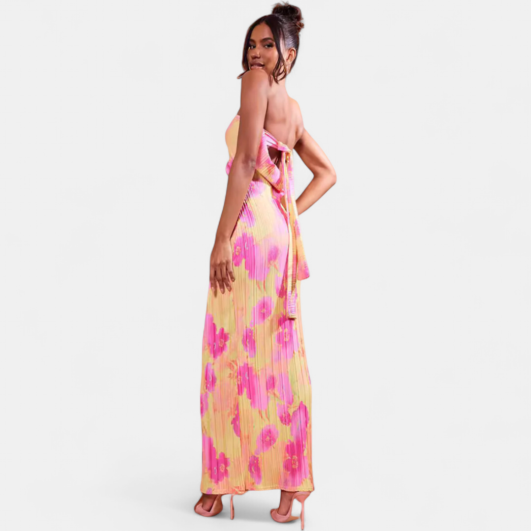 SARA | Casual Floral Backless Tie-Back Bodycon Dress