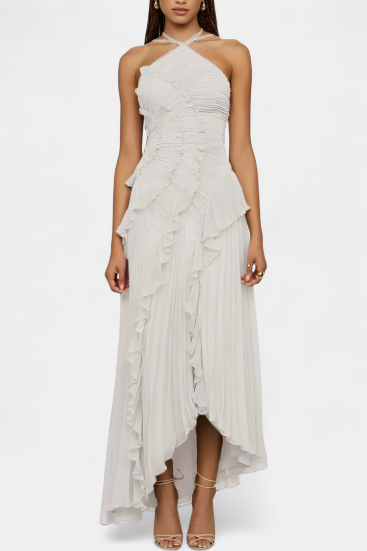 AMY | Sexy Ruffle Halter A-Line Dress