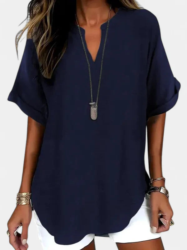 SEREIA | Casual Plain Short Sleeve Blouse