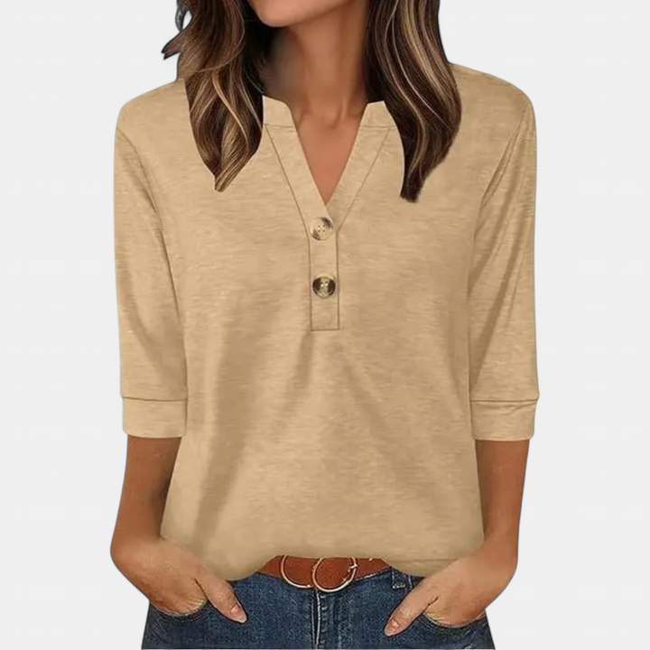 CERYS | Breezy V-Neck Button Blouse