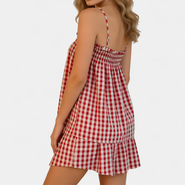 PAMMIE | Sweet Gingham Smocked Cami Pajama Set