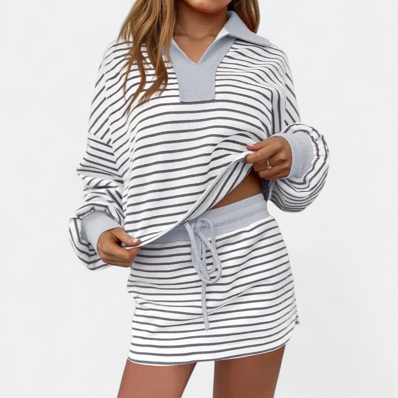 MARI | Casual Long Sleeve Sweatshirt Skirt Set