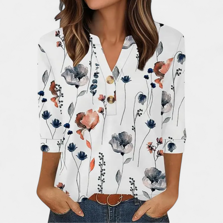 CERYS | Breezy V-Neck Button Blouse
