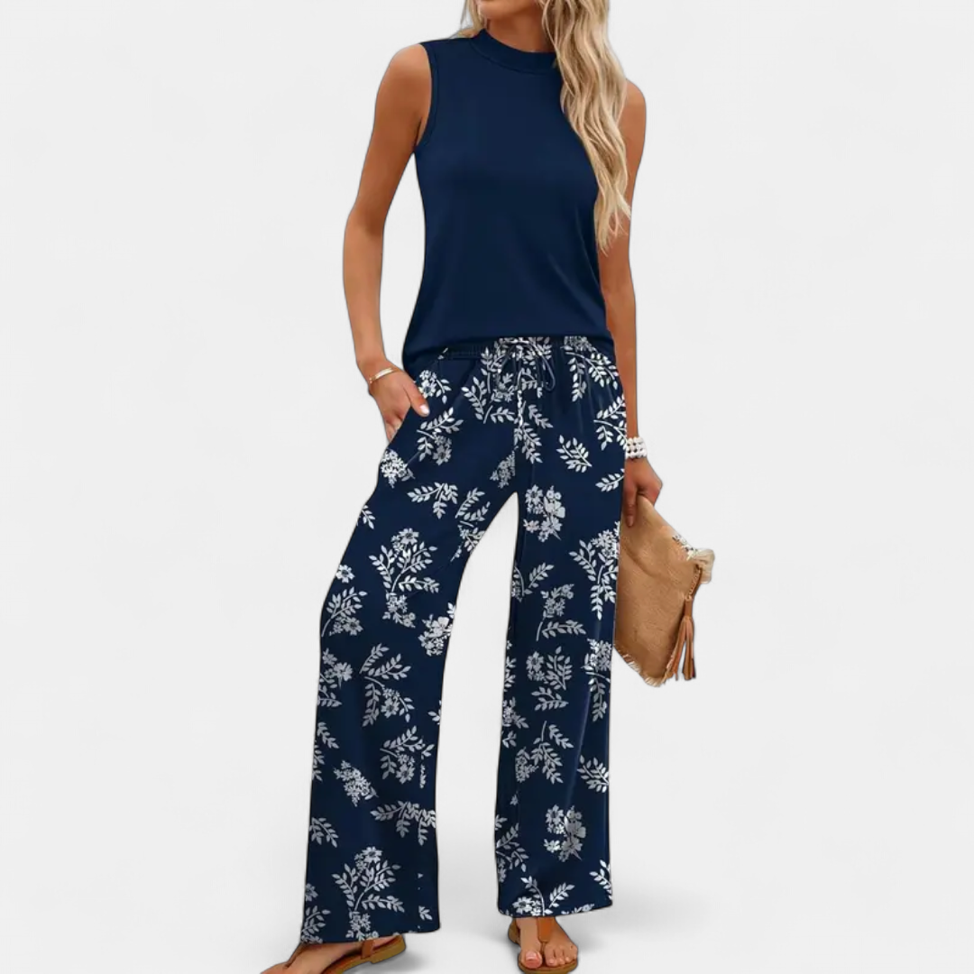 OPALINE | Breezy Printed Wide-Leg Two Piece Set