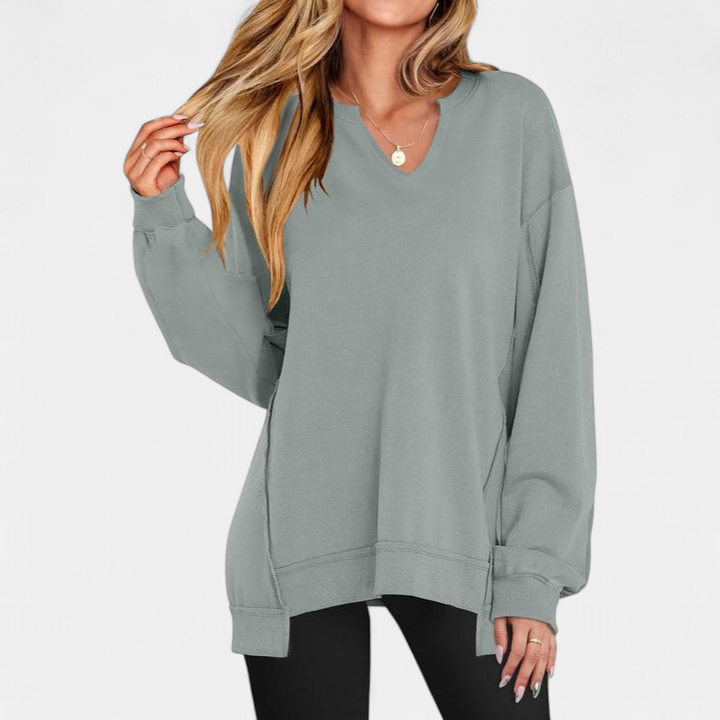 LOREN | Women's Oversized V-Neck Sweatshirt Tunic for Winter