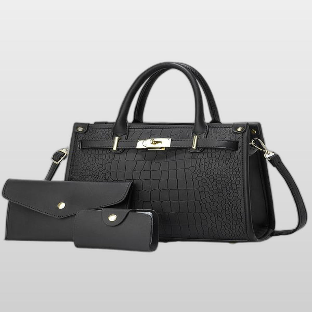 Women's Croc Embossed Crossbody Bag, Adjustable Strap Zip Top