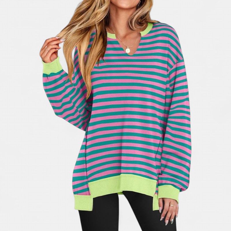 Women's Tunic V Neck Oversized Sweatshirt, Split Hem Drop Shoulder