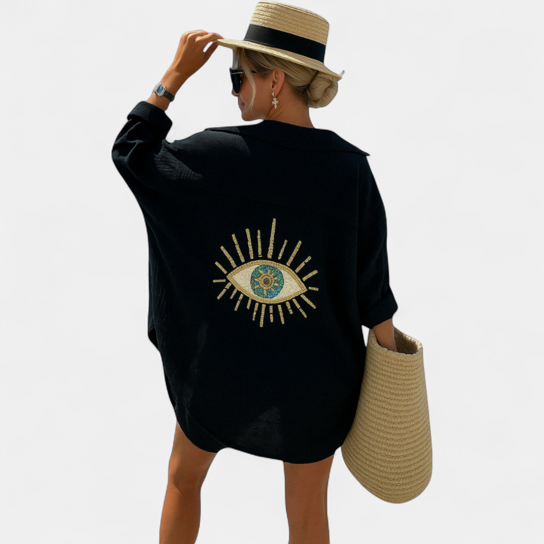Women's Collared Button Down Oversized Shirt, Drop Shoulder Hi Low