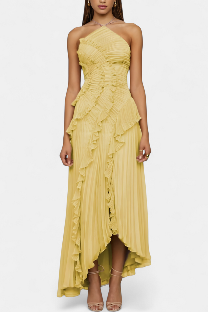 AMY | Sexy Ruffle Halter A-Line Dress