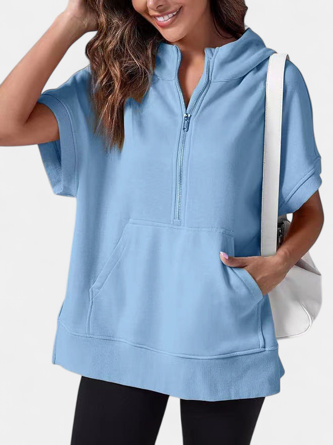 HISPER | Relaxed Oversized Half-Zip Summer Hoodie