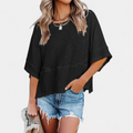Women's Boxy Oversized T Shirt, Batwing Sleeves Raw Edge Seam