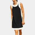 Women's Shift A Line Mini Dress, Sleeveless Color Block Pockets