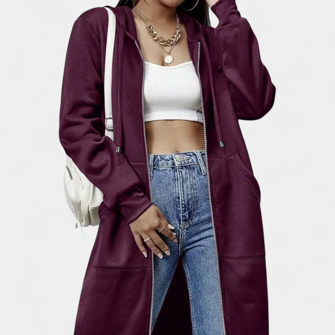 REESE | Cozy Letter-Print Zip-Up Hoodie Cardigan