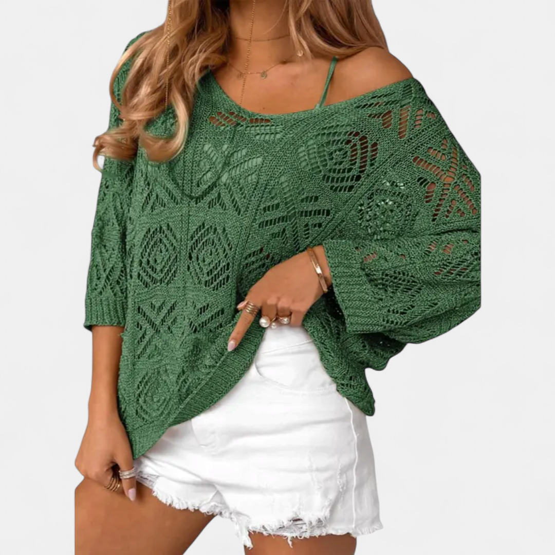WAVERLY | Crochet Hollow-Out Batwing Sweater