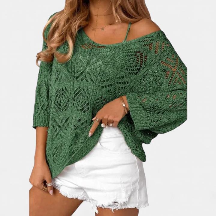 WAVERLY | Crochet Hollow-Out Batwing Sweater