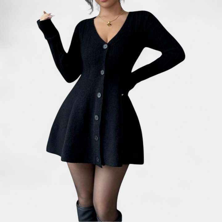 PEYTON | Chic A-Line Long Sleeve V Neck Dress