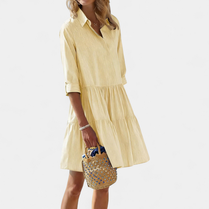 HALCYON | Striped Half-Button Layered Dress