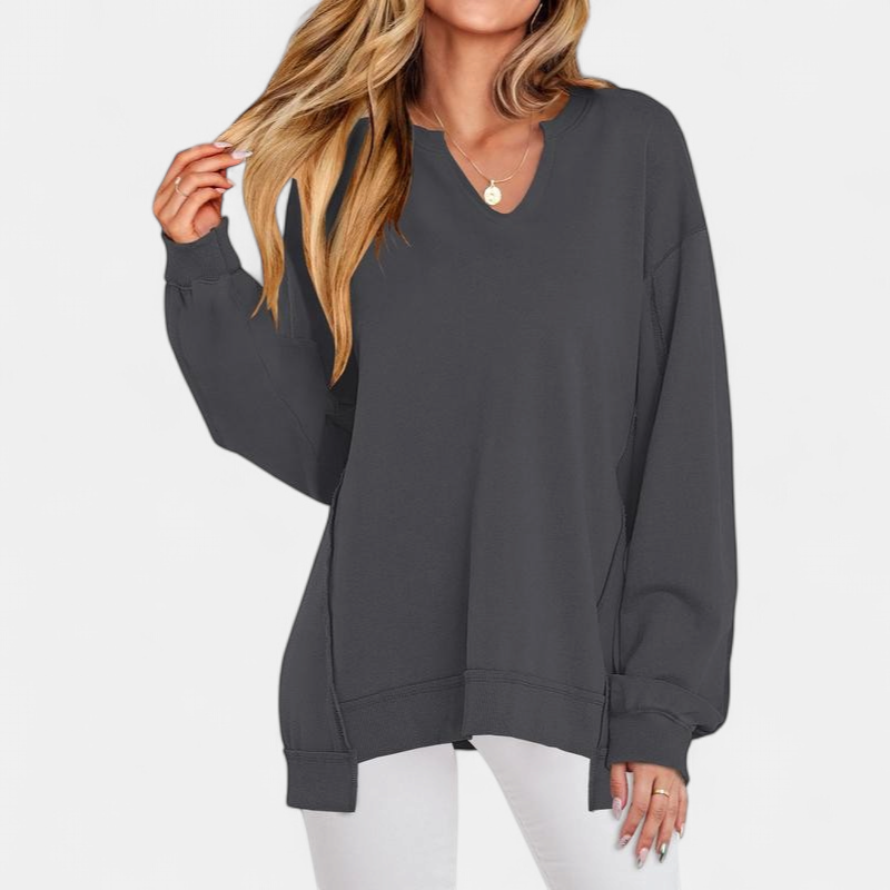 LOREN | Women's Oversized V-Neck Sweatshirt Tunic for Winter