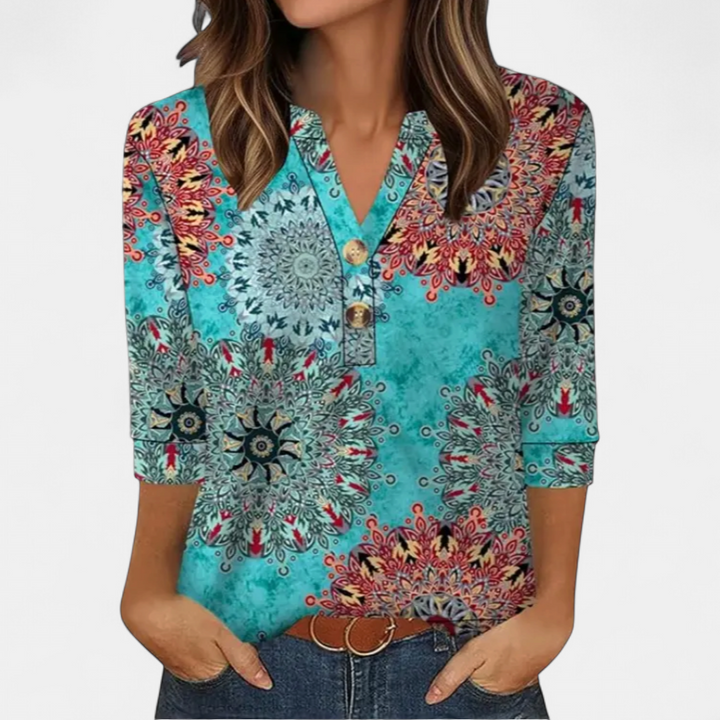 CERYS | Breezy V-Neck Button Blouse