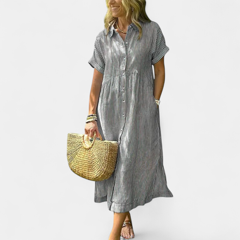 ANDREA | Relaxed Striped Summer Midi Dress