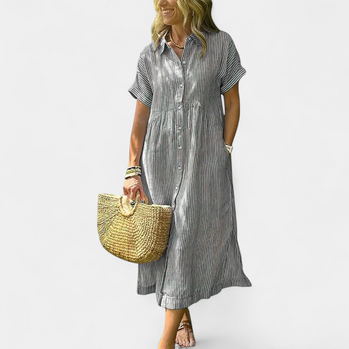 ANDREA | Relaxed Striped Summer Midi Dress