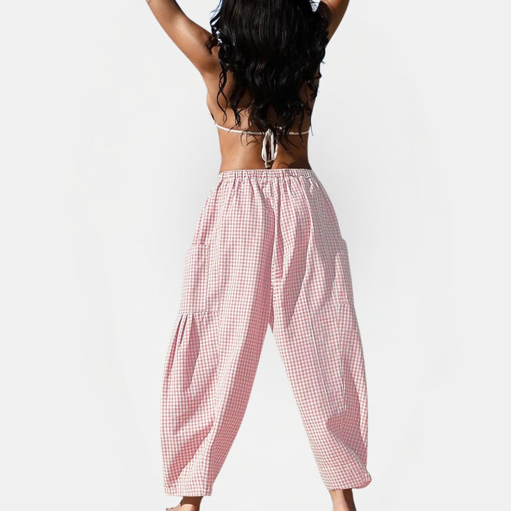 Women's Cargo Patch Pocket Wide Leg Drawstring Pants