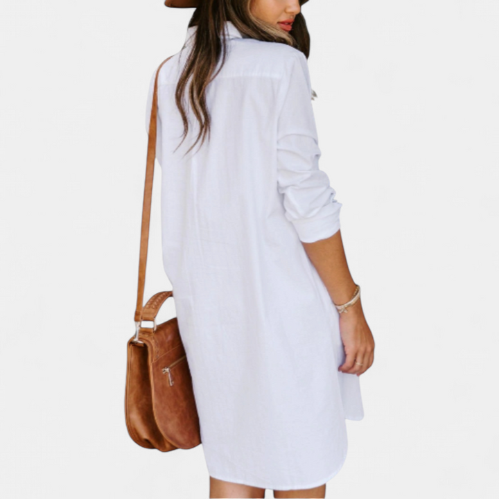 VEXANA | Classic Striped Button Front Shirt Dress
