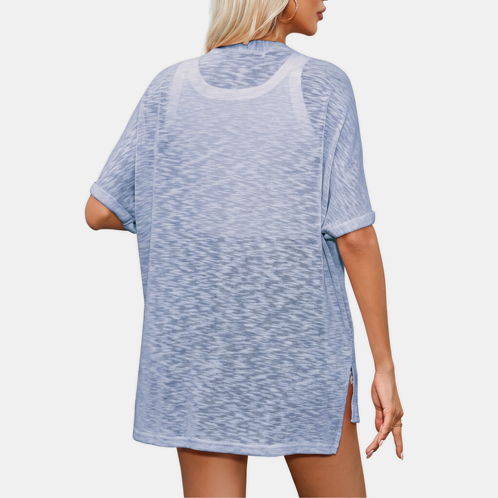 Women's Short Sleeve Open Front Cardigan Oversized Batwing Knit
