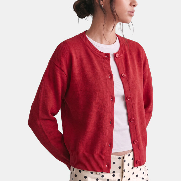 Women's Cropped Cardigan Sweater Button Front Fine Knit