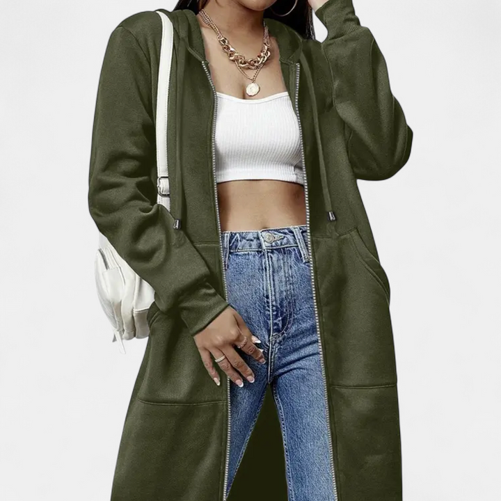 REESE | Cozy Letter-Print Zip-Up Hoodie Cardigan
